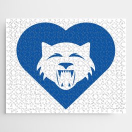 Wildcat Mascot Cares Blue Jigsaw Puzzle