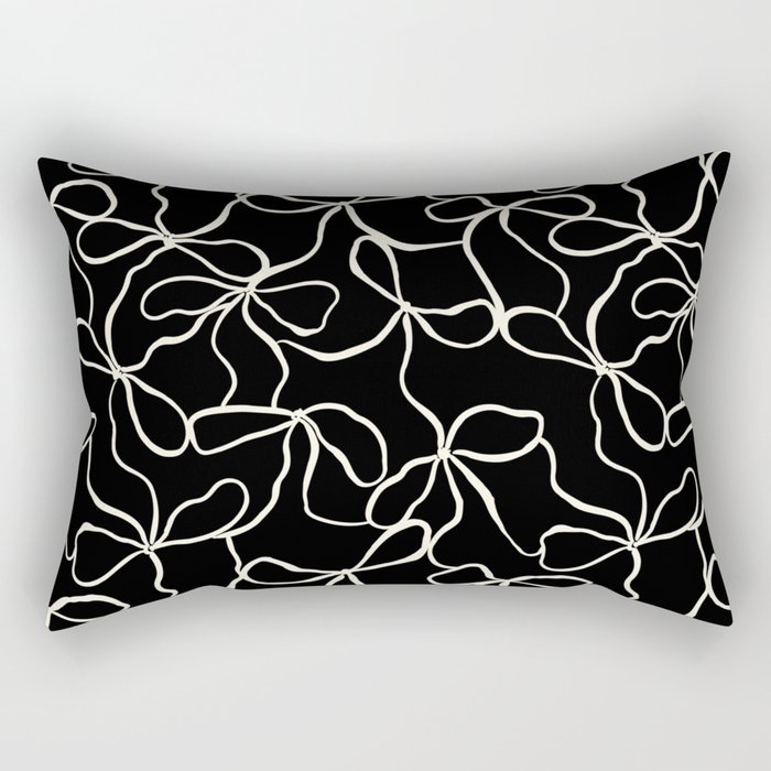 Coquette cream Bows on black background  Rectangular Pillow