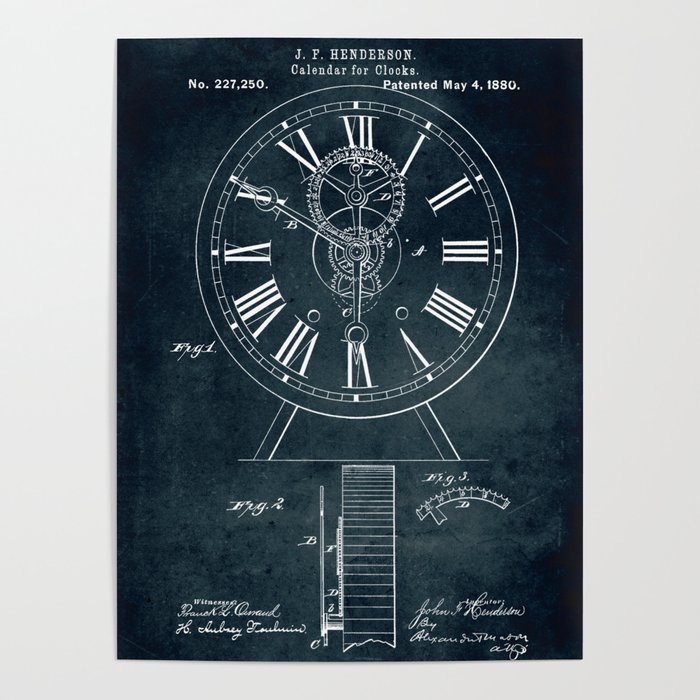 1880 Calendar for clocks patent art Poster by Xavier Vieira Society6