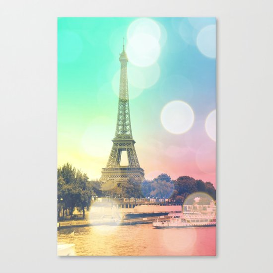 Paris. : Pastel Rainbow Bokeh Canvas Print
