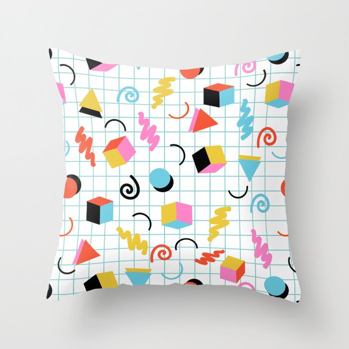 Clutch - memphis 80s style retro throwback cubes geometric triangles 1980's pattern Throw Pillow