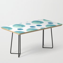 turquoise and blue circles on white grid Coffee Table
