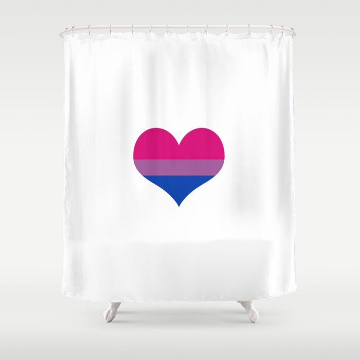 Bisexual pride flag colors in a heart shape Shower Curtain