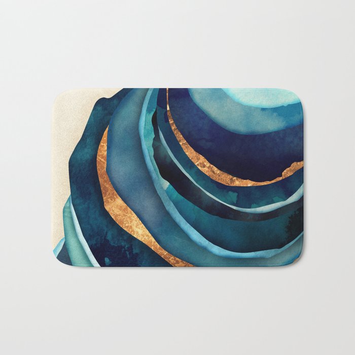 Abstract Blue with Gold Badematte
