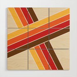 Colorful retro diagonal stripes Wood Wall Art