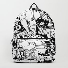 Organismo Meccanico Backpack | Streetwear, Surrealism, Pet, Graffiti, Fantasy, Digital, Ink, Illustration, Streetart, Black 