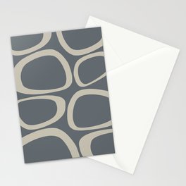 Mid Century Modern Funky Ovals Pattern Beige and Grey Stationery Card