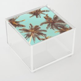 Tropical palm tree with blue sky and cloud abstract background. Summer vacation and nature travel adventure concept. Pastel tone filter effect color style.  Acrylic Box