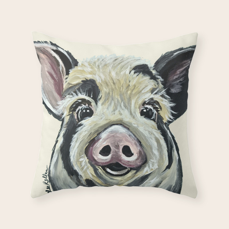 Pig Art Farm Animal Cute Pig Painting Throw Pillow By Leekeller