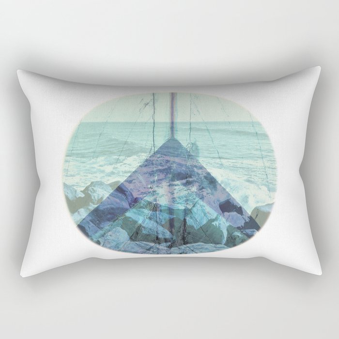 Ocean Beach Blue Pacific Waves Surf Boat Fishing Surfer Fisherman Abstract Northwest Oregon Rectangular Pillow