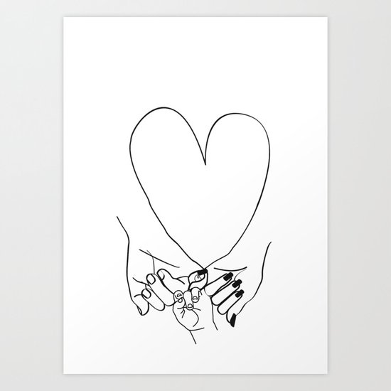 Parent Pinky Promise Family Line Art Mother Father Baby Art Print By Honeymoon Hotel Society6