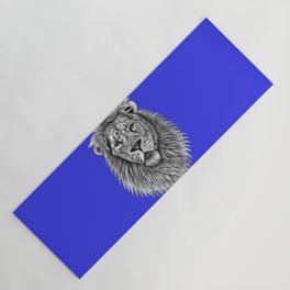 Asiatic lion - big cat - ink illustration - blue Yoga Mat