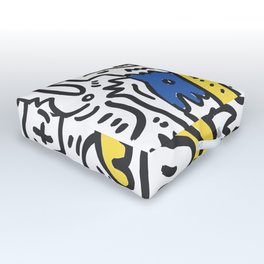 Hand Drawn Graffiti Art With Monsters in Black and White and Color Outdoor Floor Cushion