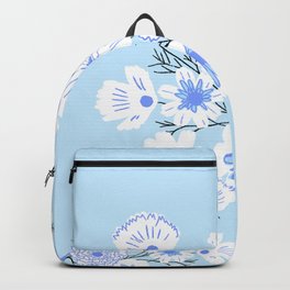 Retro Spring Wildflowers Blue Backpack