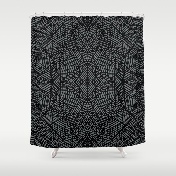 Ab Lace Black and Grey Shower Curtain