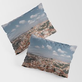 Beautiful city of Malaga, Spain | Blue sky, clouds and view | Colourful travel photography art | Wall art Print Pillow Sham