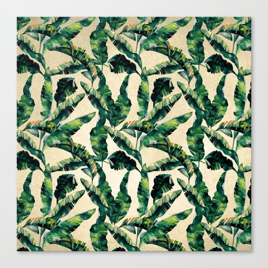 Banana Leaf Pattern Linen Canvas Print