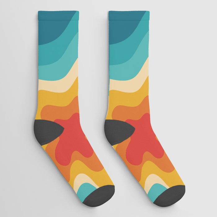 Colorful retro style swirl design 4 Socks