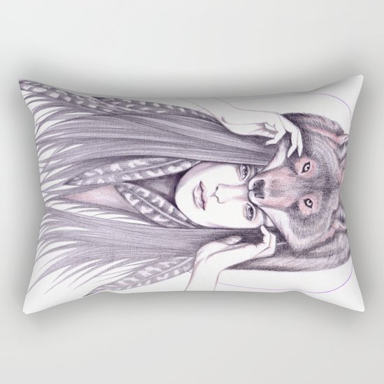 Red Wolf Rectangular Pillow