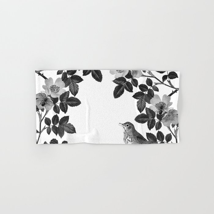 Birds and the Bees Black and White Hand & Bath Towel