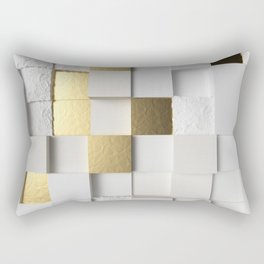 Elegant Cube wall 3D art- white and gold Rectangular Pillow