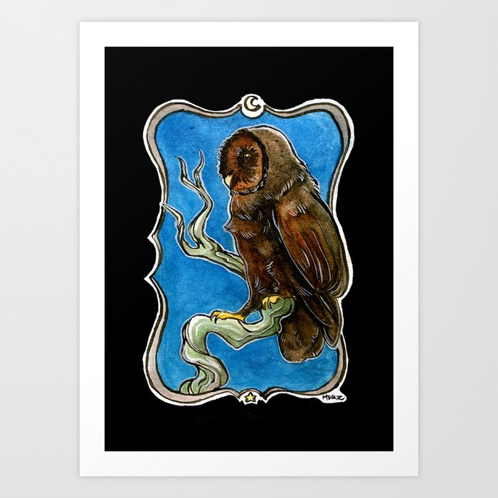 Black Owl Art Print
