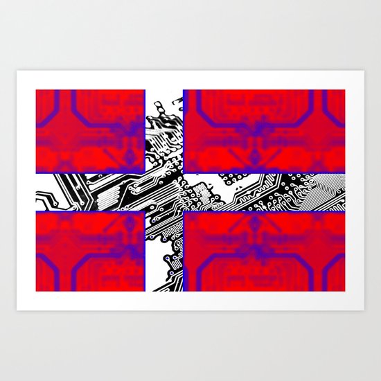 circuit board Flag (Denmark) Art Print