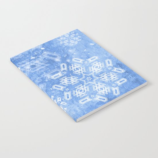 Abstract snow flakes on blue texture Notebook