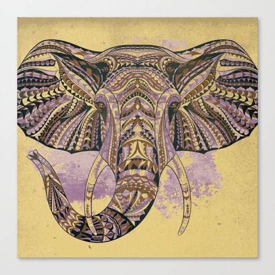 Grunge Ethnic Elephant Canvas Print