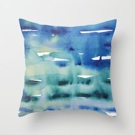 Abstract Watercolor in blue and green Throw Pillow