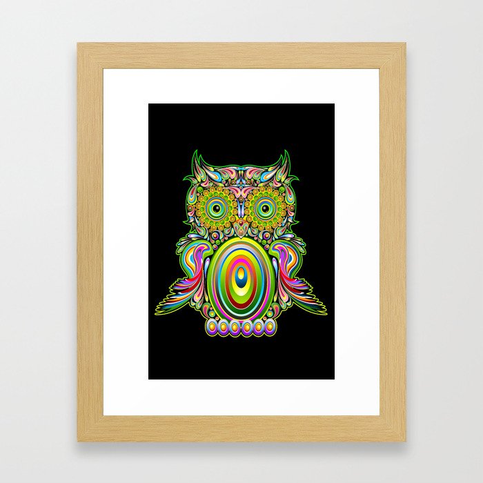 Owl Psychedelic Art Design Framed Art Print