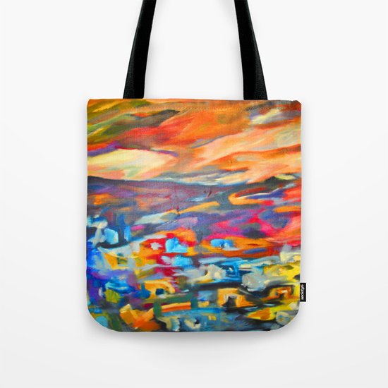 My Village | Colorful Small Mountainy Village Tote Bag