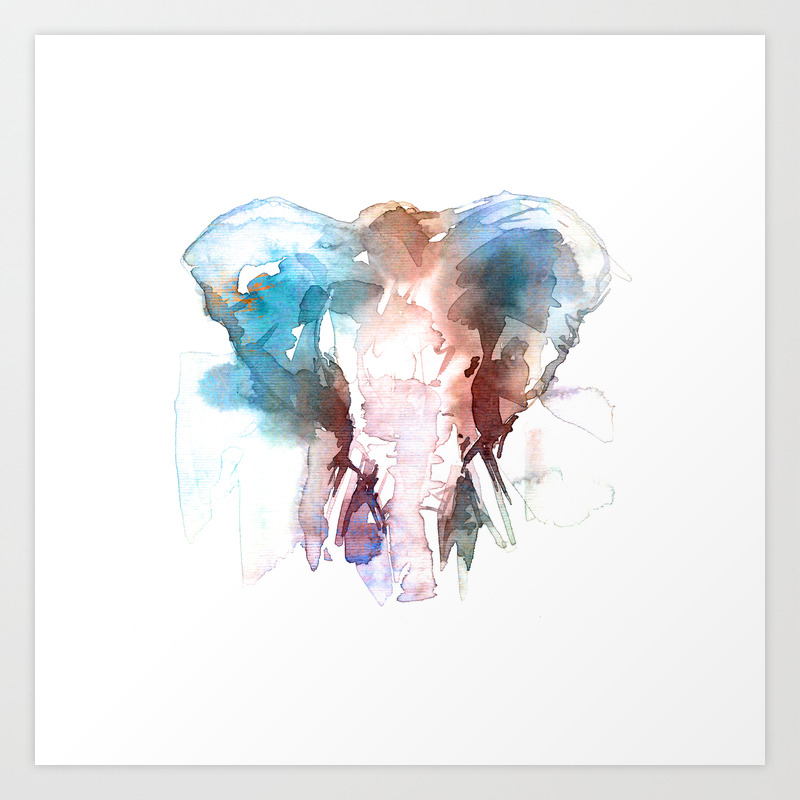 Elephant Head Abstract Animal Portrait Art Print By Alexandraiv