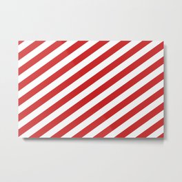 Red and White Candy Cane Stripes, Thick Angled Lines Festive Christmas Metal Print