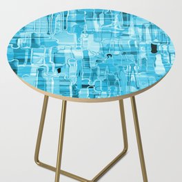 Modern Abstract Digital Paint Strokes in Turquoise Blue Side Table