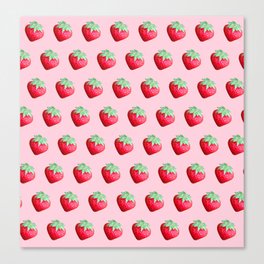 Sensational Strawberries Pink Background Canvas Print