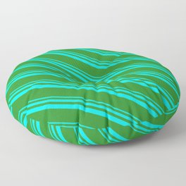 [ Thumbnail: Aqua & Forest Green Colored Lines/Stripes Pattern Floor Pillow ]