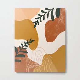Leaves And Random Shapes Metal Print | Darkgreen, Color, Swirly, Shapes, Messy, Texture, Wavy, Blobs, Random, Mustard 