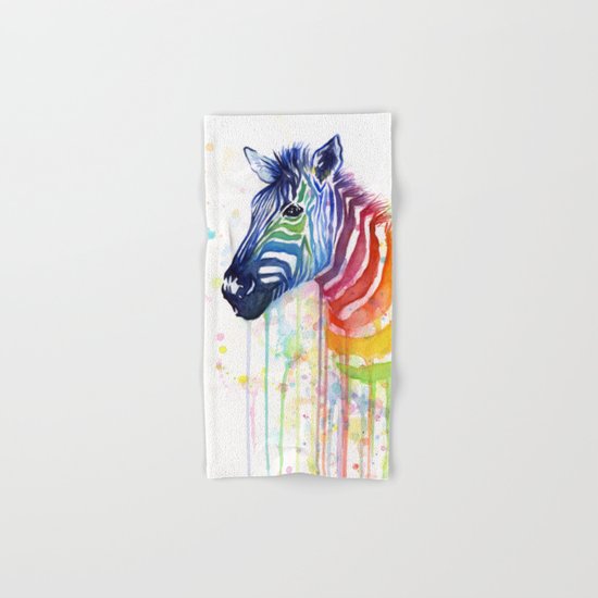 Zebra Watercolor Rainbow Animal Painting Ode to Fruit Stripes Hand & Bath Towel