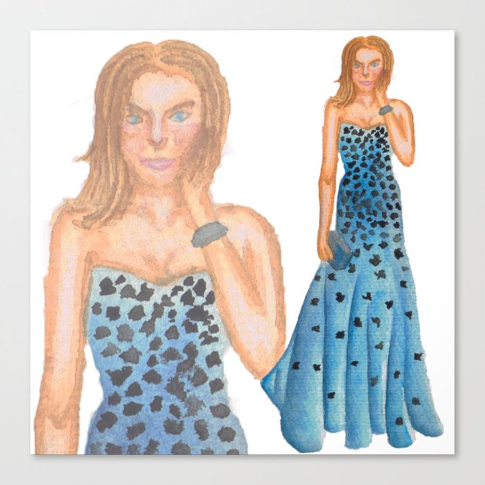 Karlie in Strapless Blue Mermaid Gown Canvas Print