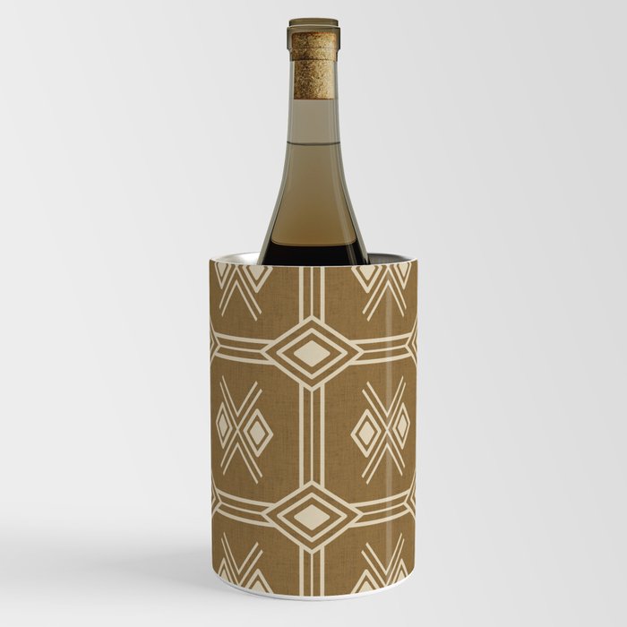 Zabzus - sand tribal square with diamonds - ethnic tile pattern Wine Chiller