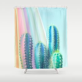 Candy Rainbow Cactus Shower Curtain