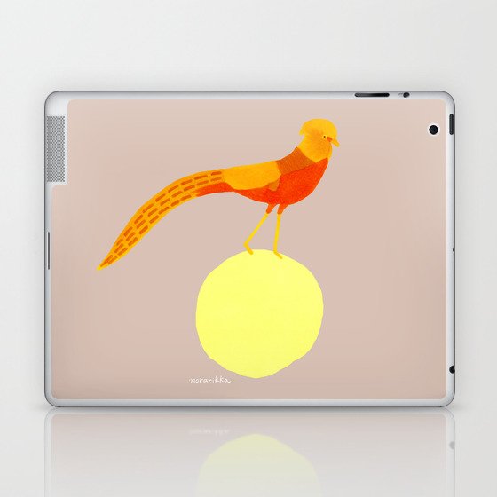 Orange Bird Balancing on Yellow Ball Laptop & iPad Skin