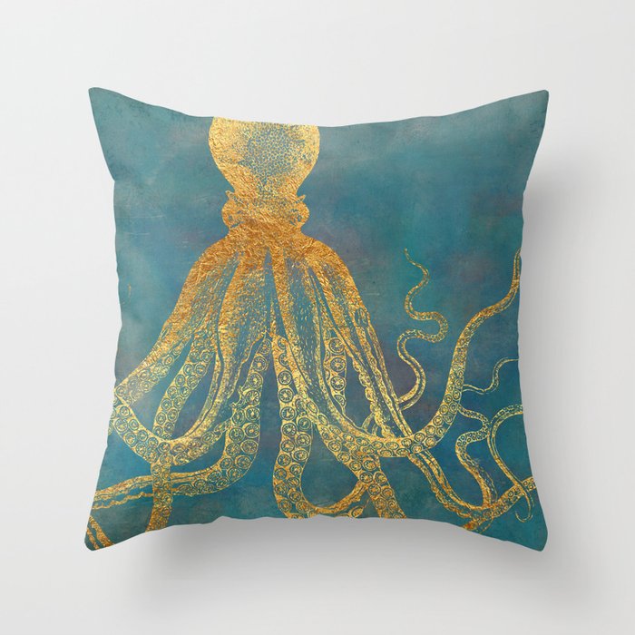 Deep Sea Life Octopus Throw Pillow