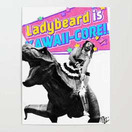 Ladybeard riding a T-Rex Poster