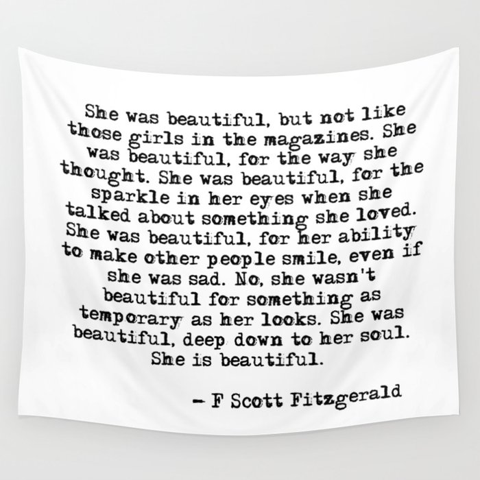 She was beautiful - Fitzgerald quote Wall Tapestry