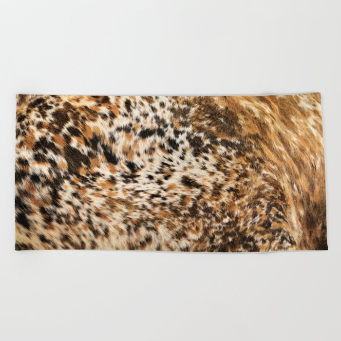 Rustic Country Western Texas Longhorn Cowhide Rodeo Animal Print Beach Towel