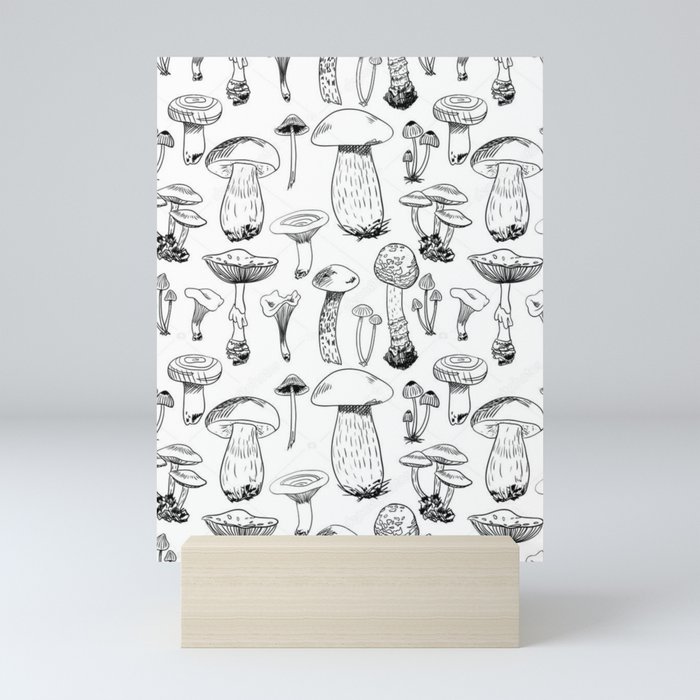 wild life mushroom / light mushroom / mushroom pattern Mini Art Print