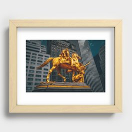 New York City Manhattan skyline and a statue Recessed Framed Print