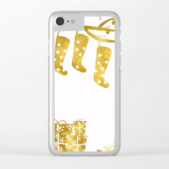 Gold Christmas 02 Clear iPhone Case